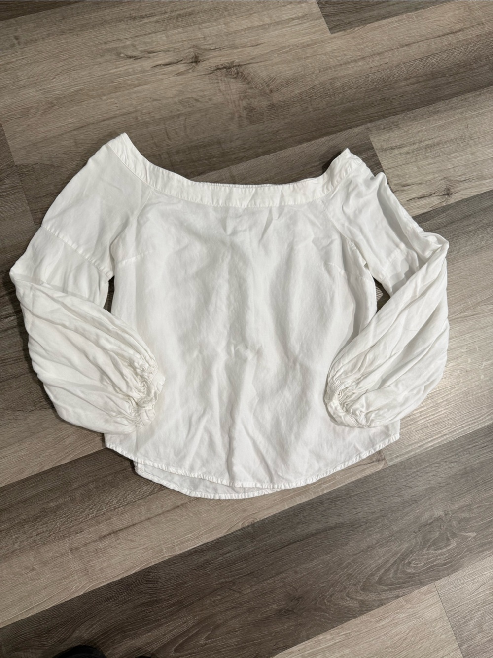 Anthropologie Floreat White Off-Shoulder Puff Sleeve Top